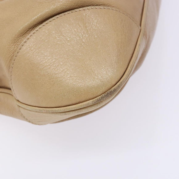 Salvatore Ferragamo Gancini Hand Bag Leather Beige Silver Auth 141104