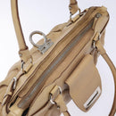 Salvatore Ferragamo Gancini Hand Bag Leather Beige Silver Auth 141104-15