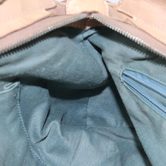 Salvatore Ferragamo Gancini Hand Bag Leather Beige Silver Auth 141104