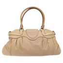 Salvatore Ferragamo Gancini Hand Bag Leather Beige Silver Auth 141104-3