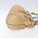 Salvatore Ferragamo Gancini Hand Bag Leather Beige Silver Auth 141104-4