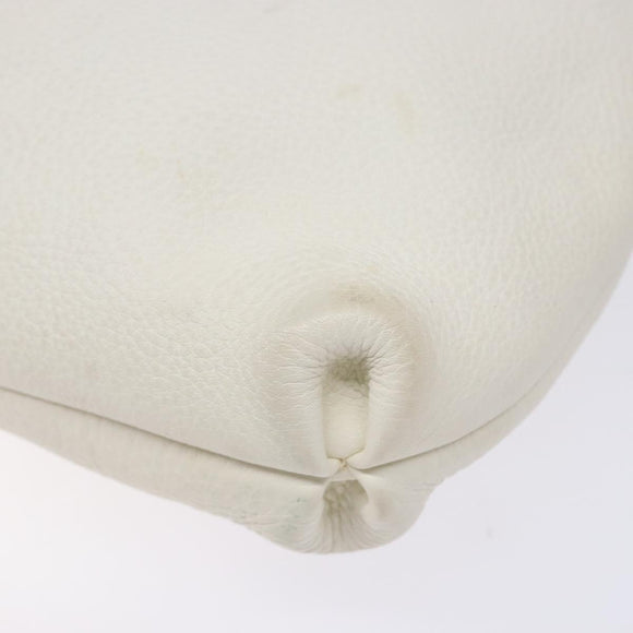 Salvatore Ferragamo Gancini Shoulder Bag Leather White Silver Auth 141105