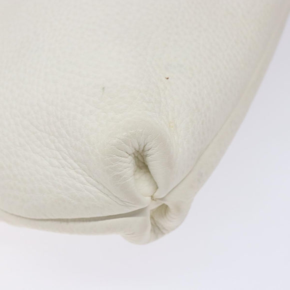 Salvatore Ferragamo Gancini Shoulder Bag Leather White Silver Auth 141105