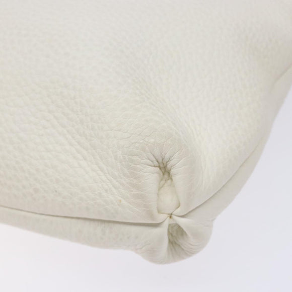 Salvatore Ferragamo Gancini Shoulder Bag Leather White Silver Auth 141105