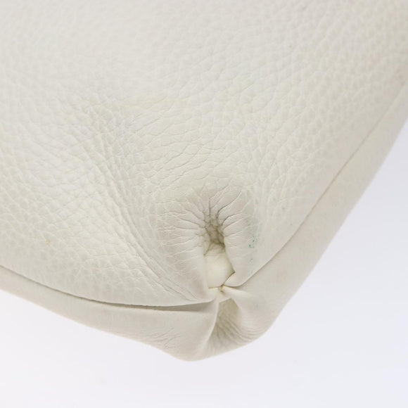 Salvatore Ferragamo Gancini Shoulder Bag Leather White Silver Auth 141105