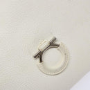 Salvatore Ferragamo Gancini Shoulder Bag Leather White Silver Auth 141105-18