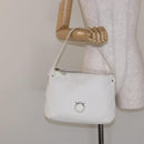 Salvatore Ferragamo Gancini Shoulder Bag Leather White Silver Auth 141105-23