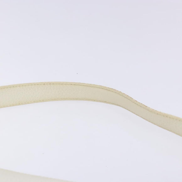 Salvatore Ferragamo Gancini Shoulder Bag Leather White Silver Auth 141105