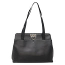 Salvatore Ferragamo Gancini Shoulder Bag Leather Black Silver Auth 141108-1