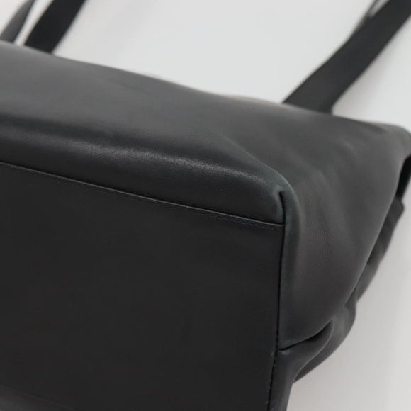 Salvatore Ferragamo Gancini Shoulder Bag Leather Black Silver Auth 141108