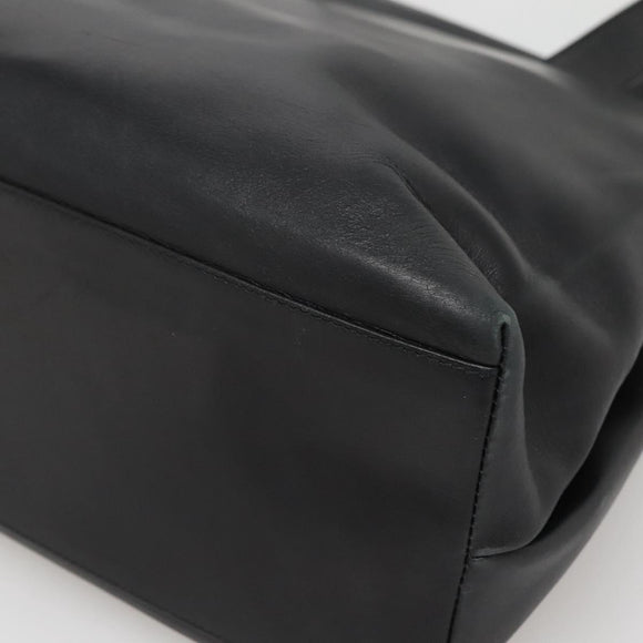 Salvatore Ferragamo Gancini Shoulder Bag Leather Black Silver Auth 141108