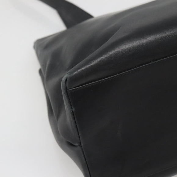 Salvatore Ferragamo Gancini Shoulder Bag Leather Black Silver Auth 141108