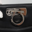 Salvatore Ferragamo Gancini Shoulder Bag Leather Black Silver Auth 141108-14