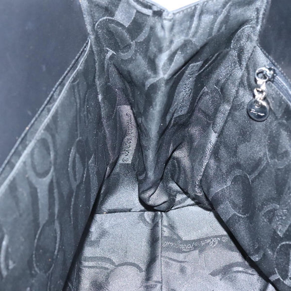 Salvatore Ferragamo Gancini Shoulder Bag Leather Black Silver Auth 141108