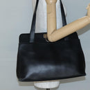 Salvatore Ferragamo Gancini Shoulder Bag Leather Black Silver Auth 141108-23