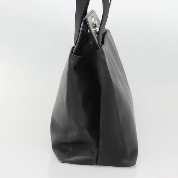 Salvatore Ferragamo Gancini Shoulder Bag Leather Black Silver Auth 141108