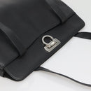 Salvatore Ferragamo Gancini Shoulder Bag Leather Black Silver Auth 141108-6