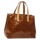 LOUIS VUITTON Monogram Vernis Reade PM Hand Bag Bronze M91146 LV Auth 141113-1