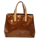 LOUIS VUITTON Monogram Vernis Reade PM Hand Bag Bronze M91146 LV Auth 141113-13