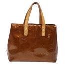 LOUIS VUITTON Monogram Vernis Reade PM Hand Bag Bronze M91146 LV Auth 141113-2