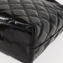 CHANEL Matelasse Shoulder Bag Patent leather Black Gold CC Auth 141133-13