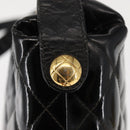 CHANEL Matelasse Shoulder Bag Patent leather Black Gold CC Auth 141133-14