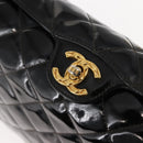 CHANEL Matelasse Shoulder Bag Patent leather Black Gold CC Auth 141133-15
