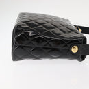 CHANEL Matelasse Shoulder Bag Patent leather Black Gold CC Auth 141133-4