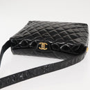 CHANEL Matelasse Shoulder Bag Patent leather Black Gold CC Auth 141133-6