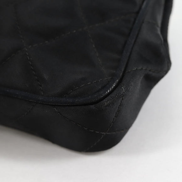 CHANEL Matelasse Waist Bag Satin Black Gold CC Auth 141135V