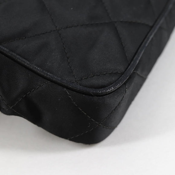 CHANEL Matelasse Waist Bag Satin Black Gold CC Auth 141135V