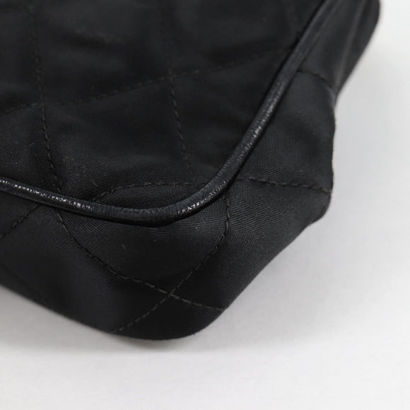 CHANEL Matelasse Waist Bag Satin Black Gold CC Auth 141135V