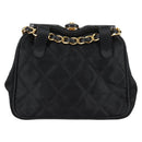 CHANEL Matelasse Waist Bag Satin Black Gold CC Auth 141135V-3