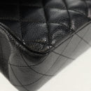 CHANEL Matelasse 25 Double Flap Chain Bag Caviar Skin Black Gold CC Auth 141138M-15