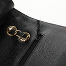 CHANEL Matelasse 25 Double Flap Chain Bag Caviar Skin Black Gold CC Auth 141138M-9