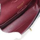 CHANEL Matelasse 25 Double Flap Chain Bag Caviar Skin Black Gold CC Auth 141138M-10