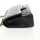 CHANEL Matelasse 25 Double Flap Chain Bag Caviar Skin Black Gold CC Auth 141138M-3