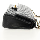 CHANEL Matelasse 25 Double Flap Chain Bag Caviar Skin Black Gold CC Auth 141138M-4