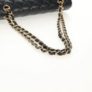 CHANEL Matelasse 25 Double Flap Chain Bag Caviar Skin Black Gold CC Auth 141138M-7
