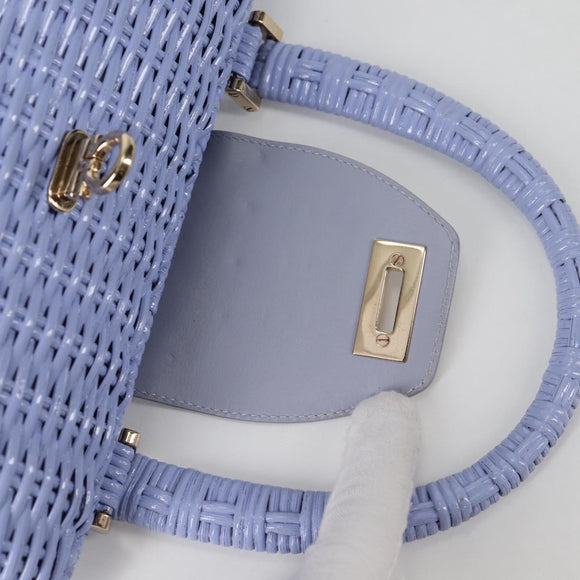 Salvatore Ferragamo Gancini Hand Bag Rattan Purple Gold Auth 141146V