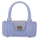 Salvatore Ferragamo Gancini Hand Bag Rattan Purple Gold Auth 141146V-2