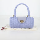 Salvatore Ferragamo Gancini Hand Bag Rattan Purple Gold Auth 141146V-22