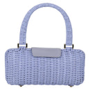 Salvatore Ferragamo Gancini Hand Bag Rattan Purple Gold Auth 141146V-3