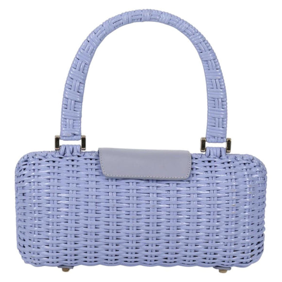 Salvatore Ferragamo Gancini Hand Bag Rattan Purple Gold Auth 141146V