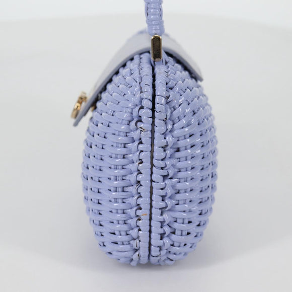 Salvatore Ferragamo Gancini Hand Bag Rattan Purple Gold Auth 141146V