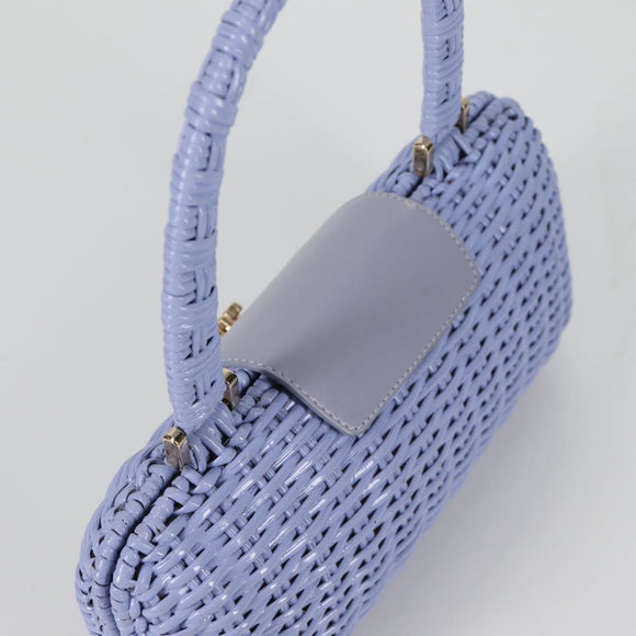 Salvatore Ferragamo Gancini Hand Bag Rattan Purple Gold Auth 141146V