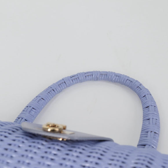 Salvatore Ferragamo Gancini Hand Bag Rattan Purple Gold Auth 141146V