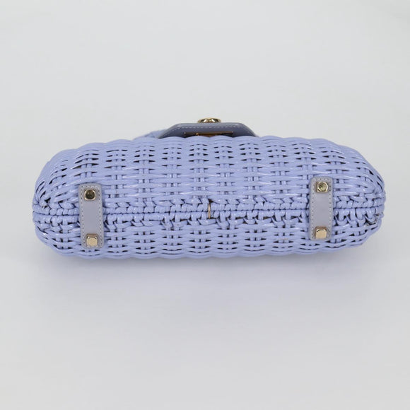 Salvatore Ferragamo Gancini Hand Bag Rattan Purple Gold Auth 141146SAV