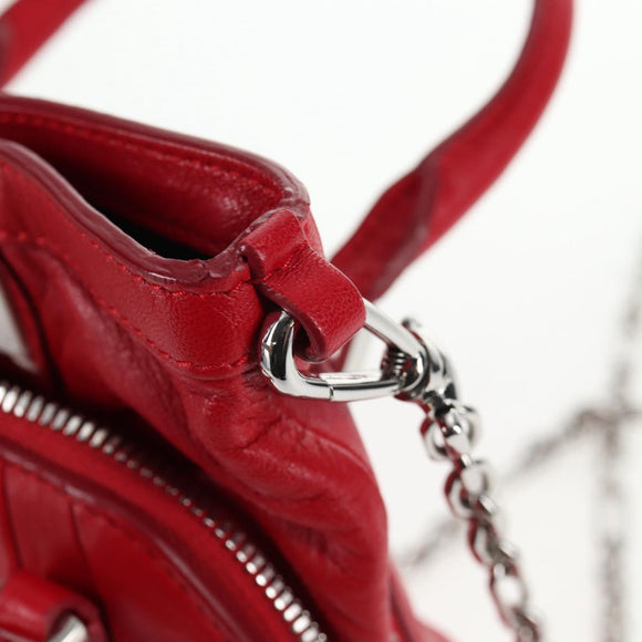 Maison Margiela 5AC Mini Hand Bag Leather 2way Red Silver Auth 141149M