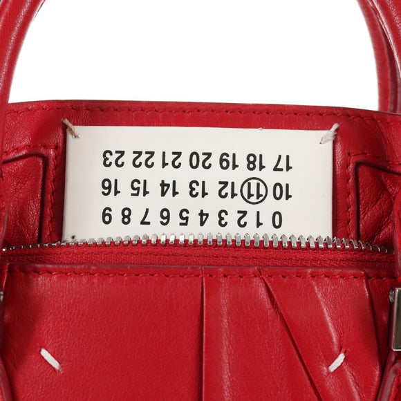 Maison Margiela 5AC Mini Hand Bag Leather 2way Red Silver Auth 141149M